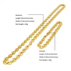 Nouveau Design Collier <span class=keywords><strong>Chaîne</strong></span> Grains <span class=keywords><strong>de</strong></span> <span class=keywords><strong>Café</strong></span> Hip-Hop en Acier Inoxydable Plaqué <span class=keywords><strong>Or</strong></span> et Couleur Argent pour Hommes - Product Image 3