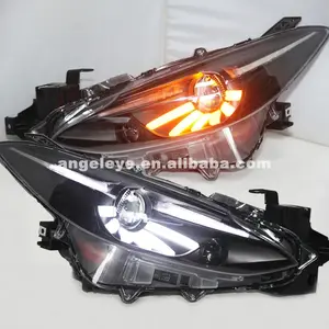 Faros LED para MAZDA 3 Axela, carcasa negra, JC, años 2014 a 2015