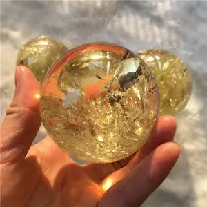 natural citrine quartz crystal ball yellow rainbow quartz sphere for decoration