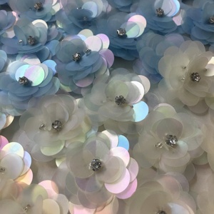 Thời Trang Mới Màu Hồng/Màu Xanh Sequins Với Thạch 3D Hoa DIY Thủ Công Mỹ Nghệ Đám Cưới Giày Túi Thiết Kế May Mặc Phụ Kiện 3Cm - Product Image 2