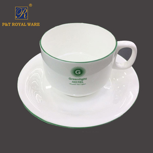 P & T LongDom Ware logotipo personalizado Bone China borde verde vajilla para hoteles uso - Product Image 1