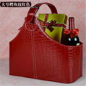Creative OEM Leather <strong>Hamper</strong> Gift Baskets Wicker <strong>Box</strong> <strong>for</strong> Fruit Flower Wine - Product Image 4