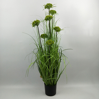 Tanaman Pot Buatan Bunga Allium Putih Rumput Hijau PVC Mirip Asli Tanaman Palsu Dekorasi Dalam & Luar Ruangan Planta Artificial