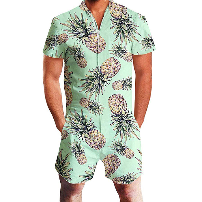 Combinaison imprimé ananas pour hommes, salopette en coton doux, vêtement pour adulte, imprimée, personnalisée, nouvelle collection