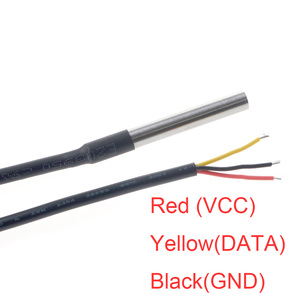 Chip Original de alta calidad, resistente al agua, <span class=keywords><strong>DS18B20</strong></span>, sonda de temperatura, Sensor de temperatura, paquete de acero inoxidable, cable de 1M con sonda - Product Image 4