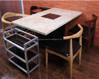 Easy — quatre sièges carrés, table et chaises en marbre, pot chaud chinois