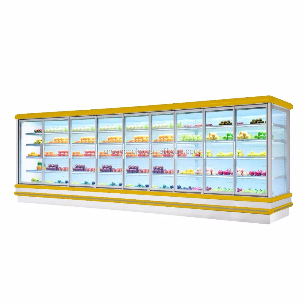 ตู้แช่เย็น2ประตูสวิงทั้งสองด้านสีแผ่นเหล็กเคลือบ2 °C ถึง8 °C ประตูกระจก Reach In Merchandiser Storage