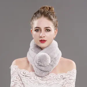 Hot Selling Ladies Rex Rabbit Faux Fur Winter Warm Hairball Scarf