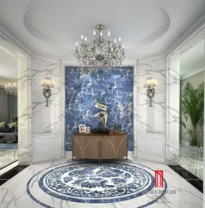 Medallones de Piso de Piedra Semipreciosa Azul Bahía de Brasil, Acabado de Lujo con Chorro de Agua - Product Image 1