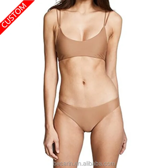 Produsen Pakaian Mandi Wanita 2020 Pakaian Renang Minimalis Bikini Leher Sendok Spageti Telanjang Kustom