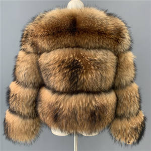 Jxwatcher 패션 여성 숏 스타일 리얼 라쿤 퍼 재킷 코트 두꺼운 따뜻한 맞춤형 겨울 여성 크롭 플러피 라쿤 퍼 코트 - Product Image 3