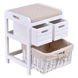 Comodino in legno comodino in vimini portaoggetti con cestino in Rattan - Product Image 4