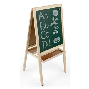 Natural Solid Wood Frame Magnetic Chalkboard Dry Erase Board for Kids