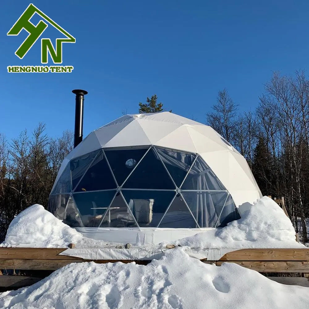 2023 야외 20ft 직경 6m 7m 8m 겨울 스키 리조트 캠프를위한 눈 방지 조립식 집 돔 텐트