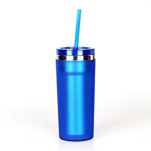 Al por mayor 24 0Z doble pared con aislamiento plástico flacos vasos de acrílico con paja y tapas a granel - Product Image 5