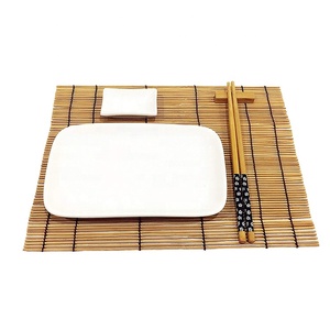 Juego de regalo de Sushi-platos, cuencos de inmersión, alfombrillas enrollables de bambú, restos de palillos - Product Image 2