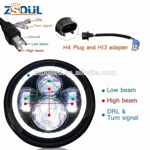 Super brillante 100 W 7 "<span class=keywords><strong>Jeep</strong></span> faros LED RGB Ángel ojos Bluetooth Control para <span class=keywords><strong>jeep</strong></span> <span class=keywords><strong>Hummer</strong></span> <span class=keywords><strong>H4</strong></span> a H13 enchufe - Product Image 2