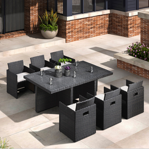 Meubles <span class=keywords><strong>de</strong></span> balcon extérieur résine osier rotin table à manger ensemble - Product Image 1