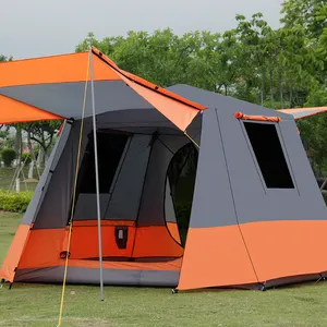한 침실 및 한 몰 4-6 명 캠핑 가족 텐트 더블 레이어 안티 sunsine 방수 여행 하이킹 비치 낚시