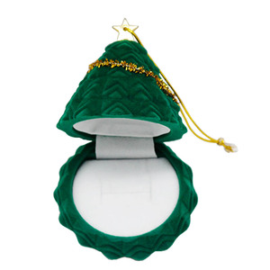 Dark green tree shaped Christmas gift packaging jewelry ring box with net triangle