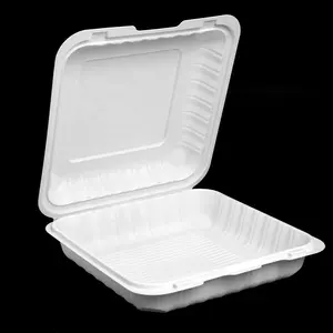 Clamshell-fiambrera desechable de 9x9 pulgadas para comida, caja de almacenamiento Flexible para llevar comida, a precio de fábrica