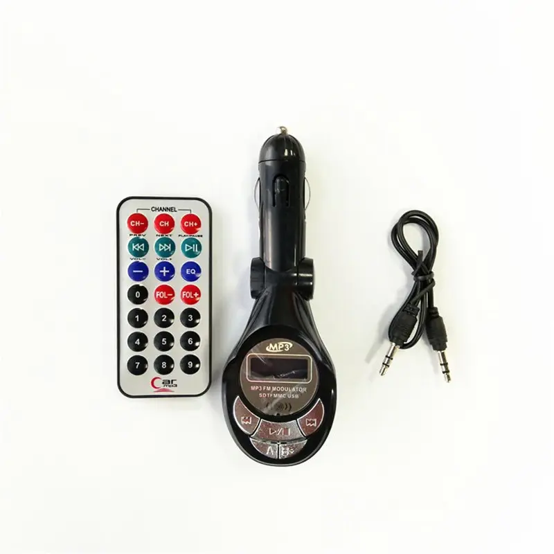 Cigarette lighter TF remote control card car MP3 player fm radio transmitter