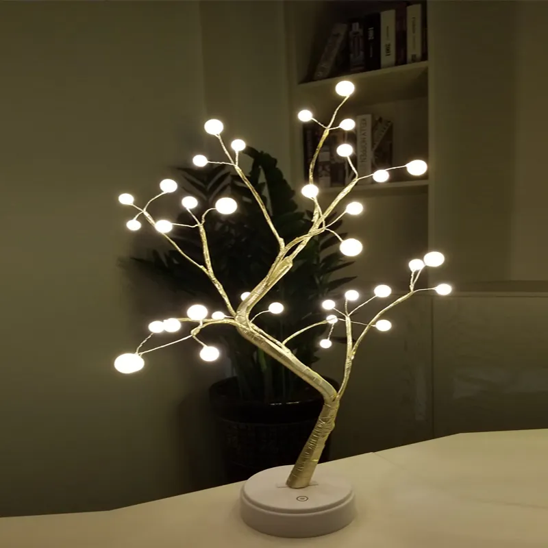 36LED مصباح شجرة اللؤلؤ أدى decoracion عيد الميلاد أضواء البرقوق الكرز ليلة الخفيفة ل حفل زفاف ديكورات المنزل ضوء شجرة