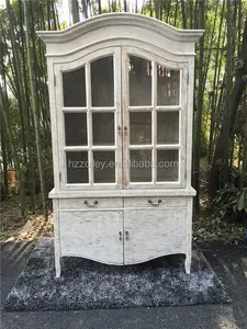 French Antique furniture painted tall cabinet with two doors