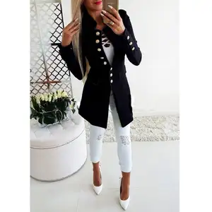 Sıcak satış Slim Fit kadın Blazers Coat son tasarım rahat bayanlar uzun Blazer uzun
