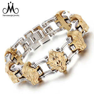 <span class=keywords><strong>Bracelet</strong></span> pour <span class=keywords><strong>homme</strong></span> en acier inoxydable 316L, chaîne de <span class=keywords><strong>moto</strong></span>, tête de loup - Product Image 1