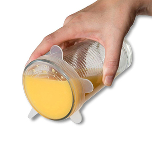 OEM nuevo 6 Unids/set Tapas elásticas de silicona reutilizables Cubierta de alimentos de cocina Envolturas Horno de <span class=keywords><strong>microondas</strong></span> Seguro Tapas de vacío sin BPA <span class=keywords><strong>para</strong></span> botella de lata - Product Image 5