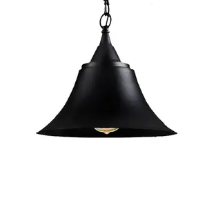 Rustic Iron Cone Bell Pendant Lamp With Hanging Chain