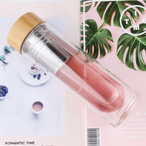 กระบอกน้ำสำหรับใส่เครื่องดื่มทั้งหมด450มล.,ทำจากไม้ไผ่ธรรมชาติและทำจากกระจกนิรภัยขวดใส่ชาร้อนและเย็นใส่ผลไม้แบบแช่ได้ - Product Image 3