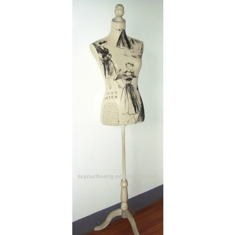 Maniquí de pie moderno para mujer, maniquí de dibujo de madera