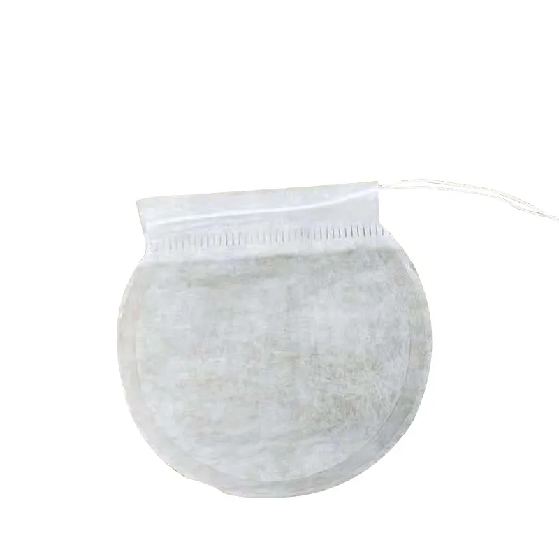 Drawstring sealing PLA biodegradable empty round corn fiber tea bag