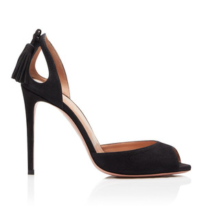 10cm di copertura sottile <span class=keywords><strong>tacco</strong></span> rosa rosso poco profondo a punta aperta con cinturino in pelle scamosciata ragazze pump <span class=keywords><strong>sandali</strong></span> da <span class=keywords><strong>donna</strong></span> - Product Image 6