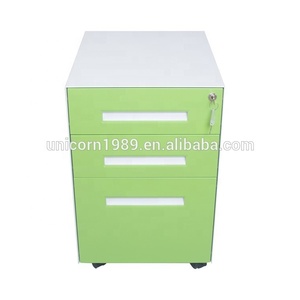 Gabinete de archivo moderno de acero Precio barato de fábrica Base de 5 rodillos Oficina Soporte vertical Escritorio Móvil Cerradura de llave de 3 cajones - Product Image 4