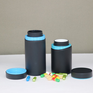 Botol Pil Vitamin Obat Plastik Suplemen Kapsul Plastik Sentuhan Lembut Matte Hitam PET - Product Image 2