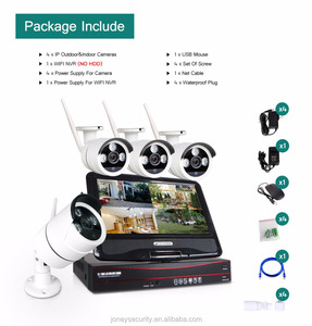 Kit de alta qualidade 3mp <span class=keywords><strong>4ch</strong></span> wifi <span class=keywords><strong>nvr</strong></span>, com 10 polegadas de monitor + 4 peças cctv câmera sem fio + uma peça sem fio <span class=keywords><strong>nvr</strong></span>