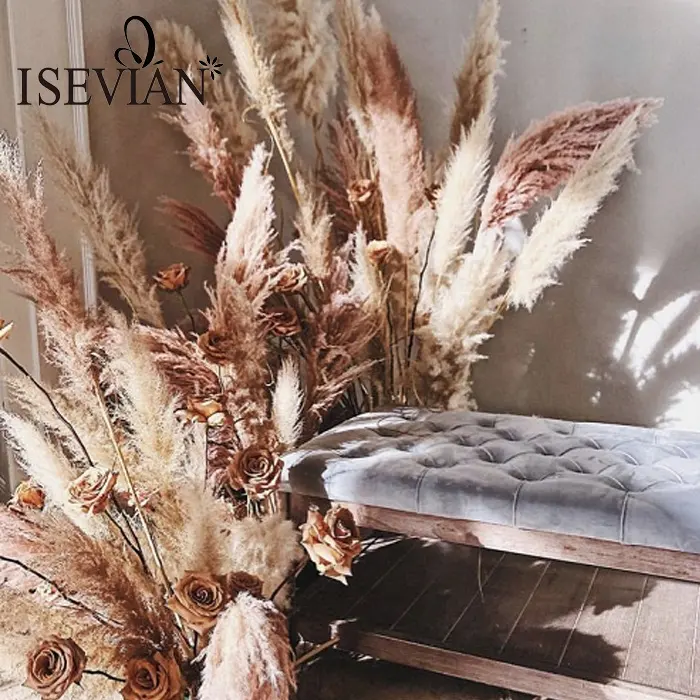 ISEVIAN Wedding Arch Dried Pampas Flower Wedding Decor Flower Centerpiece Feather Grass Dried Flowers