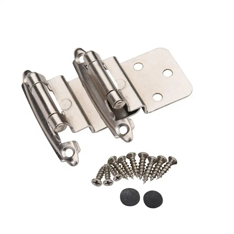 Self Closing 3/8 inch Offset Inset Cabinet Hinges Satin Nickel SN