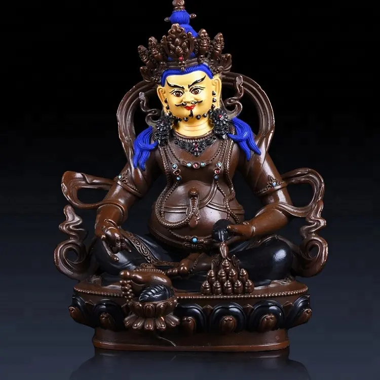 Estatua de Fengshui antigua Budista Tibetano de alta calidad, Jambhala amarilla, venta al por mayor