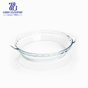 Forme ronde haute borosilicate verrerie <span class=keywords><strong>de</strong></span> <span class=keywords><strong>cuisson</strong></span> au micro-ondes test alimentaire grade plateau <span class=keywords><strong>en</strong></span> <span class=keywords><strong>verre</strong></span> - Product Image 1
