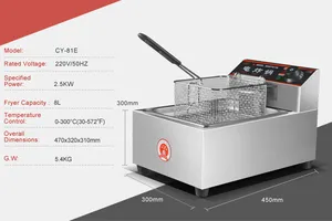 Chuangyu Nuevo 2017 Producto Idea 2.5Kw de Equipos de Cocina Comercial Del Ala de Pollo Freidora De Patatas Fritas