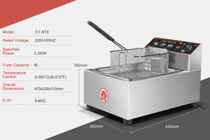 Chuangyu Nuevo 2017 Producto Idea 2.5Kw de Equipos de Cocina Comercial Del <span class=keywords><strong>Ala</strong></span> de <span class=keywords><strong>Pollo</strong></span> Freidora De Patatas Fritas - Product Image 1