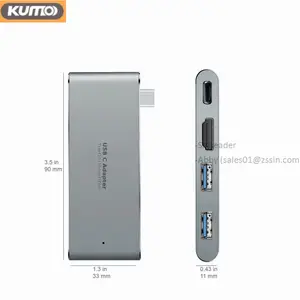 Aluminum Alloy USB Type-C 4 In 1 Hub C To HDMI + 2*USB3.0 +PD For Charging Converter