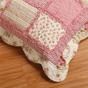 Full/Queen 3 Stuks Roze Land Bloemen <span class=keywords><strong>Patchwork</strong></span> 100% Katoenen Dekbed Set Sprei - Product Image 2