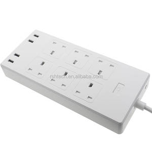 Tomada de extensão inteligente usb, 6 saídas, tiras de energia externas