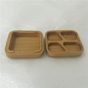 Minicaja de bambú personalizada con 4 compartimentos, <span class=keywords><strong>caja</strong></span> de almacenamiento magnética para pastillas, sombra de ojos de <span class=keywords><strong>madera</strong></span> sin terminar - Product Image 6