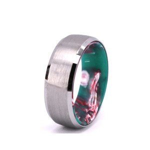 Anillo de resina de tungsteno y epoxi para aniversario, conjunto de resina azul y verde, anillo fino transparente, joyería de regalo - Product Image 1